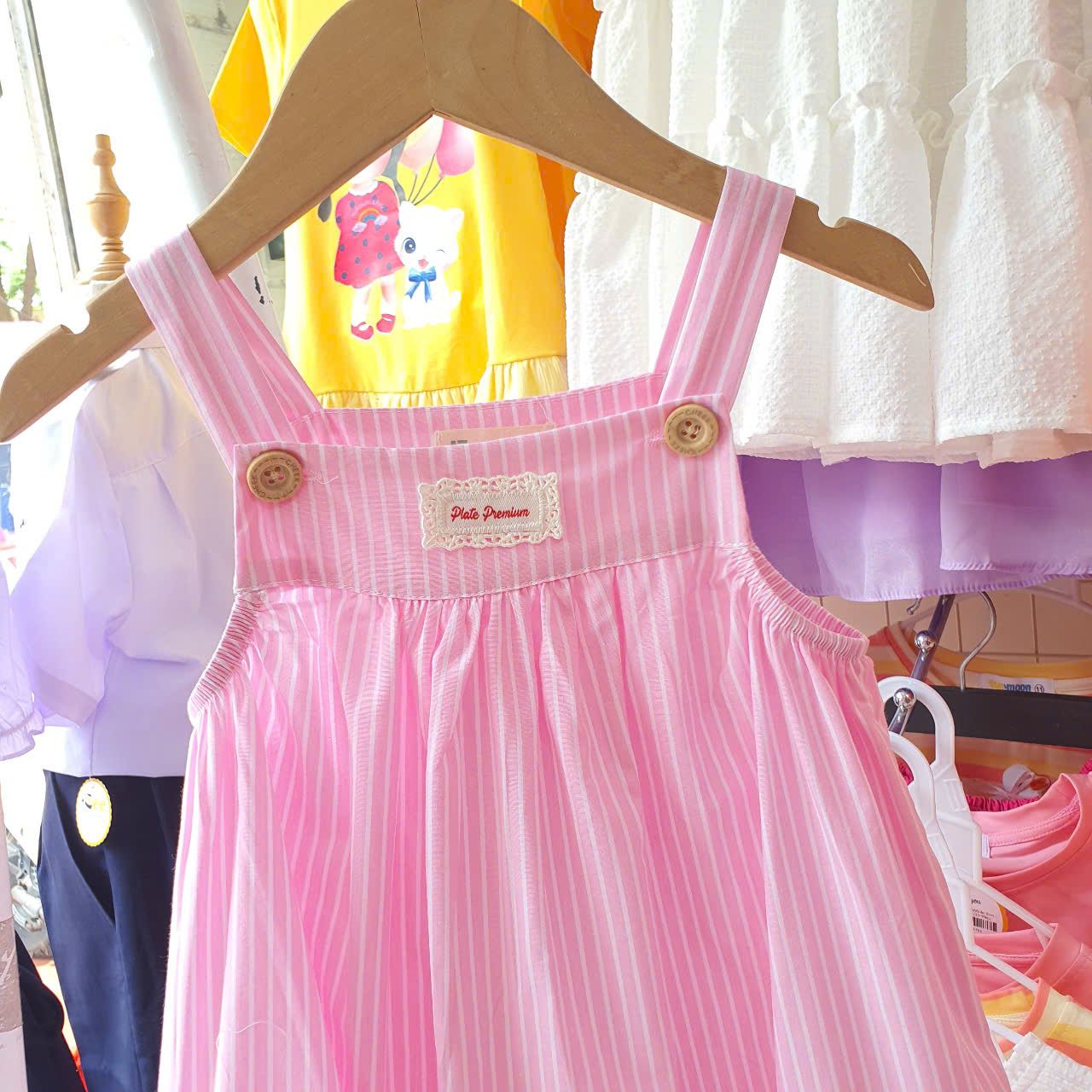  D40 _ Đầm dây bé gái kẻ sọc chất cotton mềm mại thoáng mát _ Beekids 