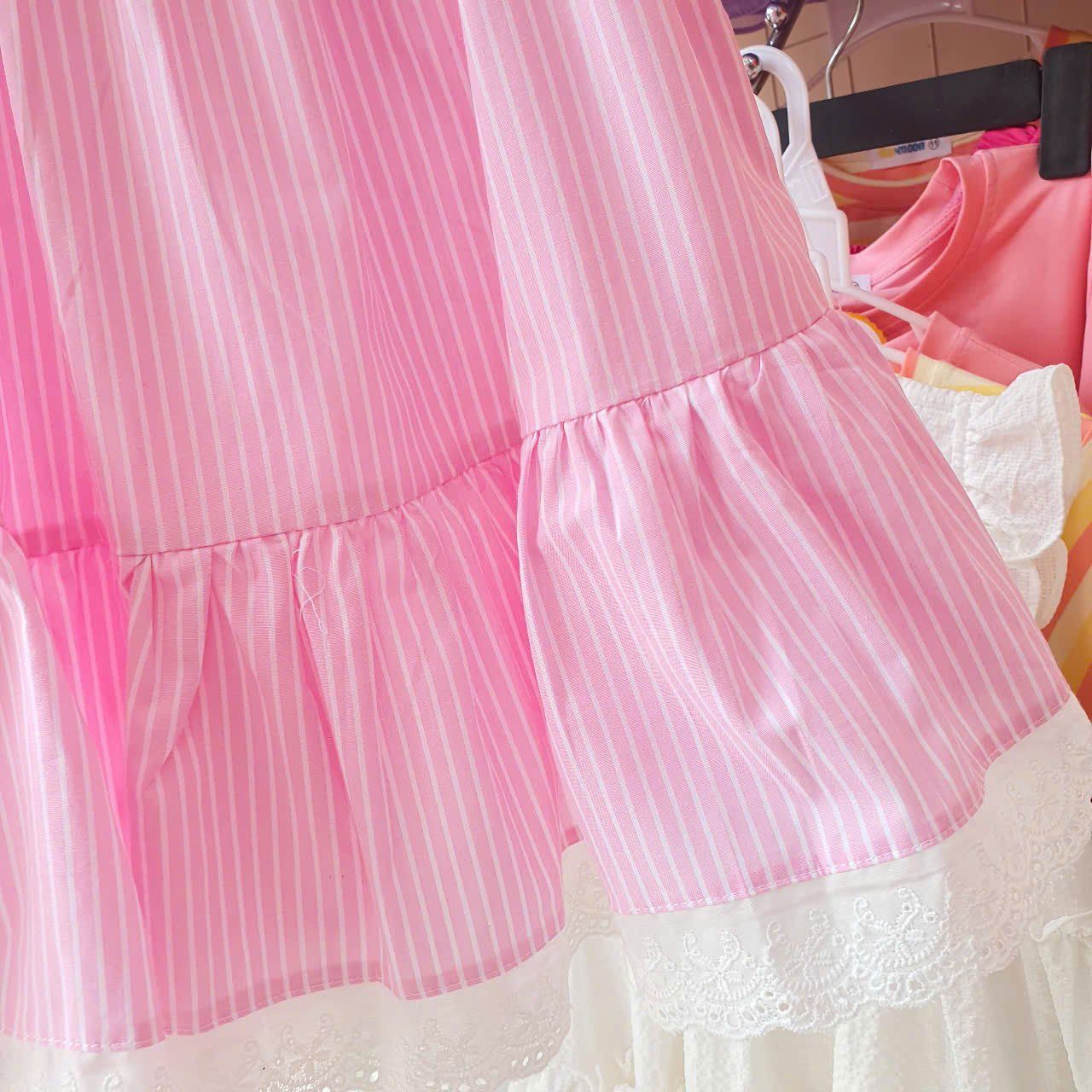  D40 _ Đầm dây bé gái kẻ sọc chất cotton mềm mại thoáng mát _ Beekids 