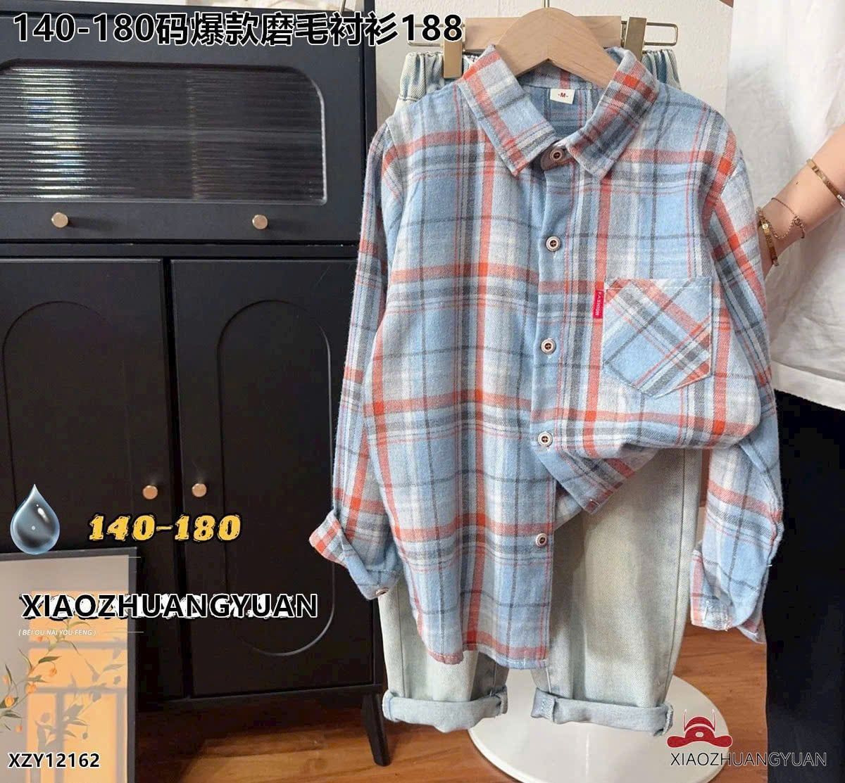  A33 _ Áo sơ mi dài tay caro cho bé trai và bé gái phong cách Hàn Quốc thời trang _ Beekids 