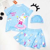  BB15 _ Đồ bơi bé gái rời thân chân váy phối áo tay ngắn hình thỏ xinh xắn _ Beekids 