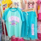  DB48 _ Đồ bộ lửng cho bé gái chất cotton mịn mát in chữ Fashion thời trang _ Beekids 