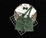  S52 _ Set áo sơ mi quần yếm cho bé trai mặc thôi nôi, đầy tháng, đi dự lễ tiệc _ Beekids 
