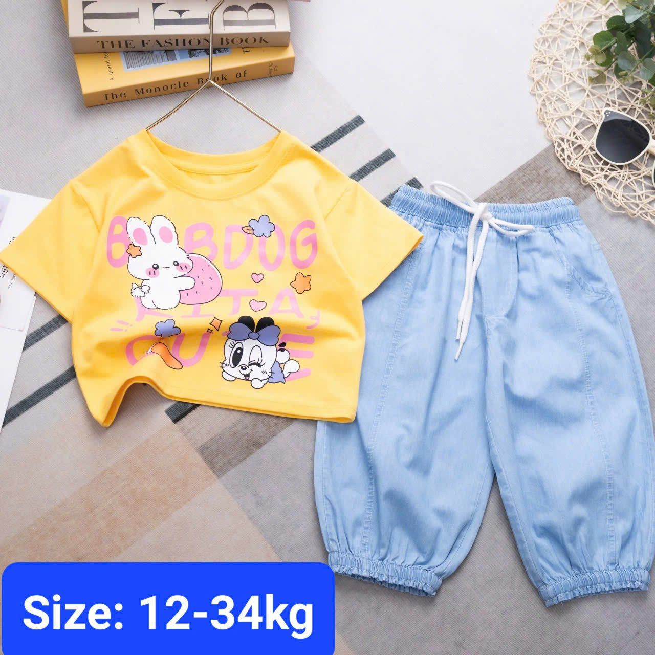  S53 _ Set áo thun quần jean alibaba cho bé gái từ 12kg đến 34kg _ Beekids 