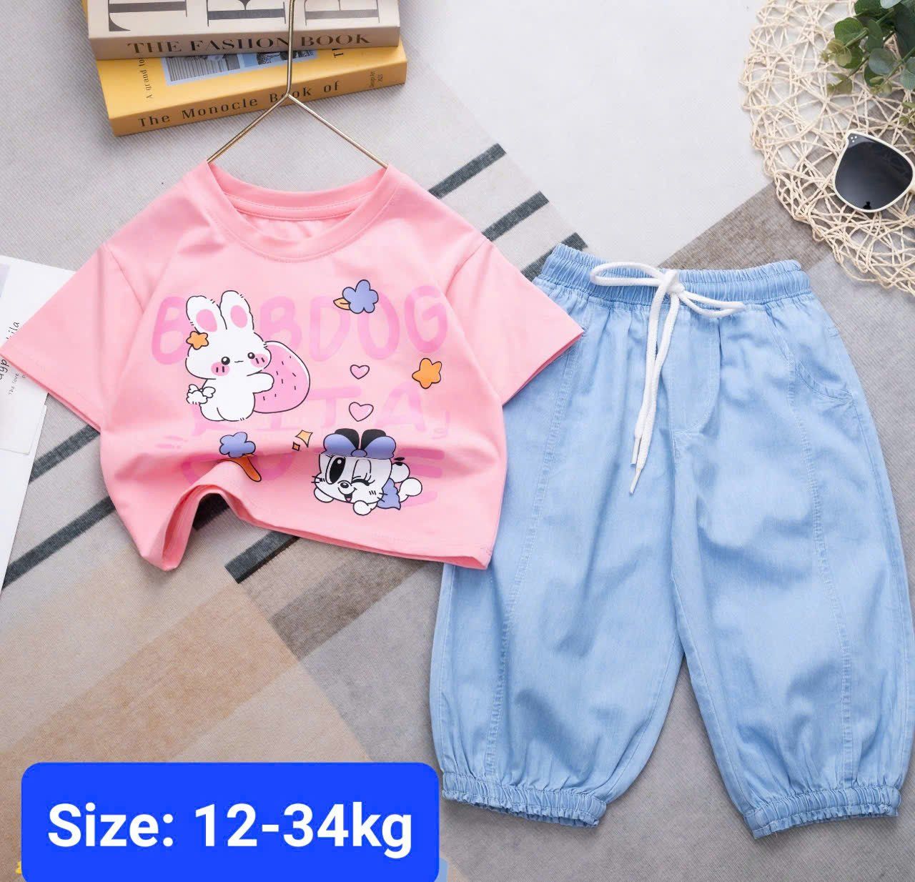  S53 _ Set áo thun quần jean alibaba cho bé gái từ 12kg đến 34kg _ Beekids 