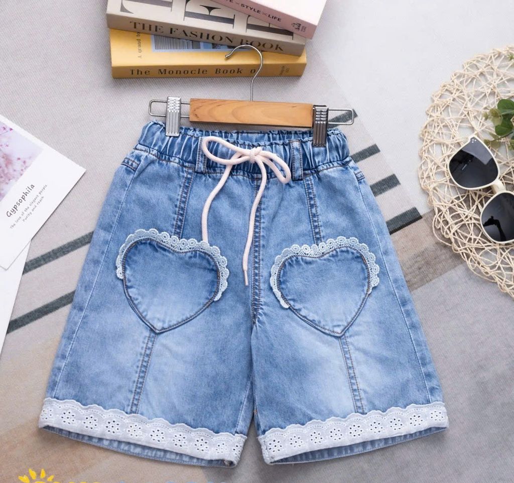  Q33 _ Quần jean ngố cho bé gái lai phối ren sành điệu thời trang _ Beekids 