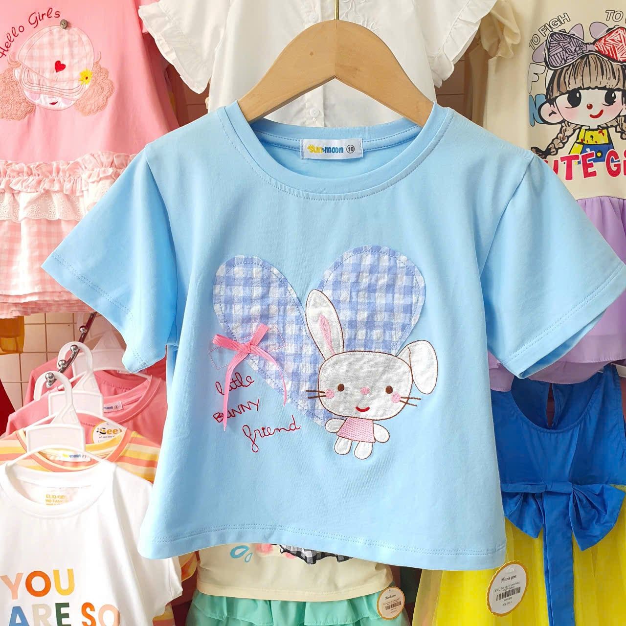  S55 _ Set váy bí caro bé gái phối áo họa tiết thỏ trái tim xinh xắn _ Beekids 