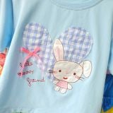  S55 _ Set váy bí caro bé gái phối áo họa tiết thỏ trái tim xinh xắn _ Beekids 