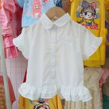  A36 _ Áo sơ mi croptop bé gái nhúng bèo điệu đà dễ thương _ Beekids 