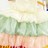  CC10 _ Đầm công chúa dáng bí xếp tầng phối màu nhẹ tênh bồng bềnh _ Beekids 