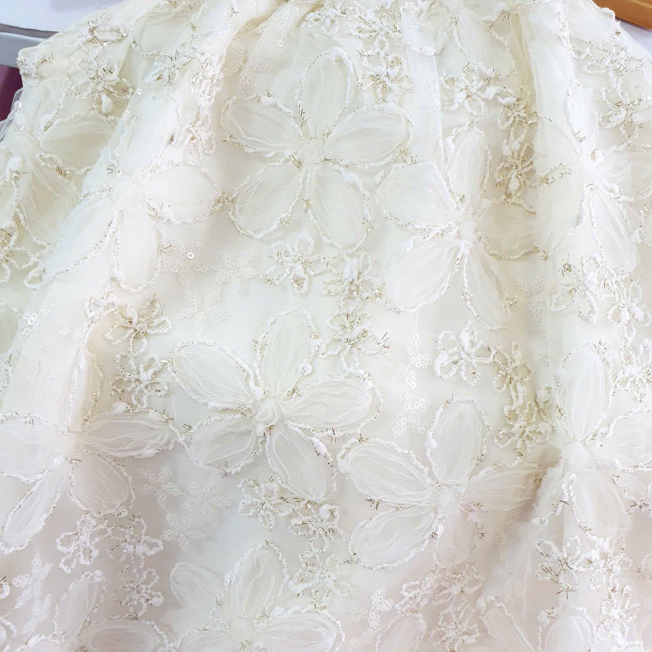  CC11 _ Đầm công chúa dáng cổ yếm hoa đính nổi thủ công phong cách tiểu thư sang chảnh _ Beekids 