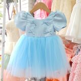  CC12 _ Đầm công chúa thiết kế cho bé mặc đi lễ tiệc đính nơ nhí trước ngực và nơ lớn phía sau eo đẹp lung linh _ Beekids 