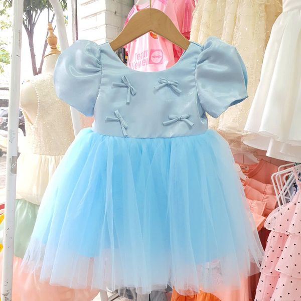  CC12 _ Đầm công chúa thiết kế cho bé mặc đi lễ tiệc đính nơ nhí trước ngực và nơ lớn phía sau eo đẹp lung linh _ Beekids 