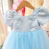  CC12 _ Đầm công chúa thiết kế cho bé mặc đi lễ tiệc đính nơ nhí trước ngực và nơ lớn phía sau eo đẹp lung linh _ Beekids 