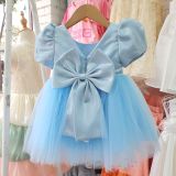  CC12 _ Đầm công chúa thiết kế cho bé mặc đi lễ tiệc đính nơ nhí trước ngực và nơ lớn phía sau eo đẹp lung linh _ Beekids 