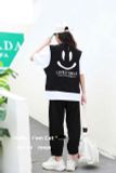  S68 _ Set áo thun quần jogger cho bé gam màu trắng đen sành điệu _ Beekids 