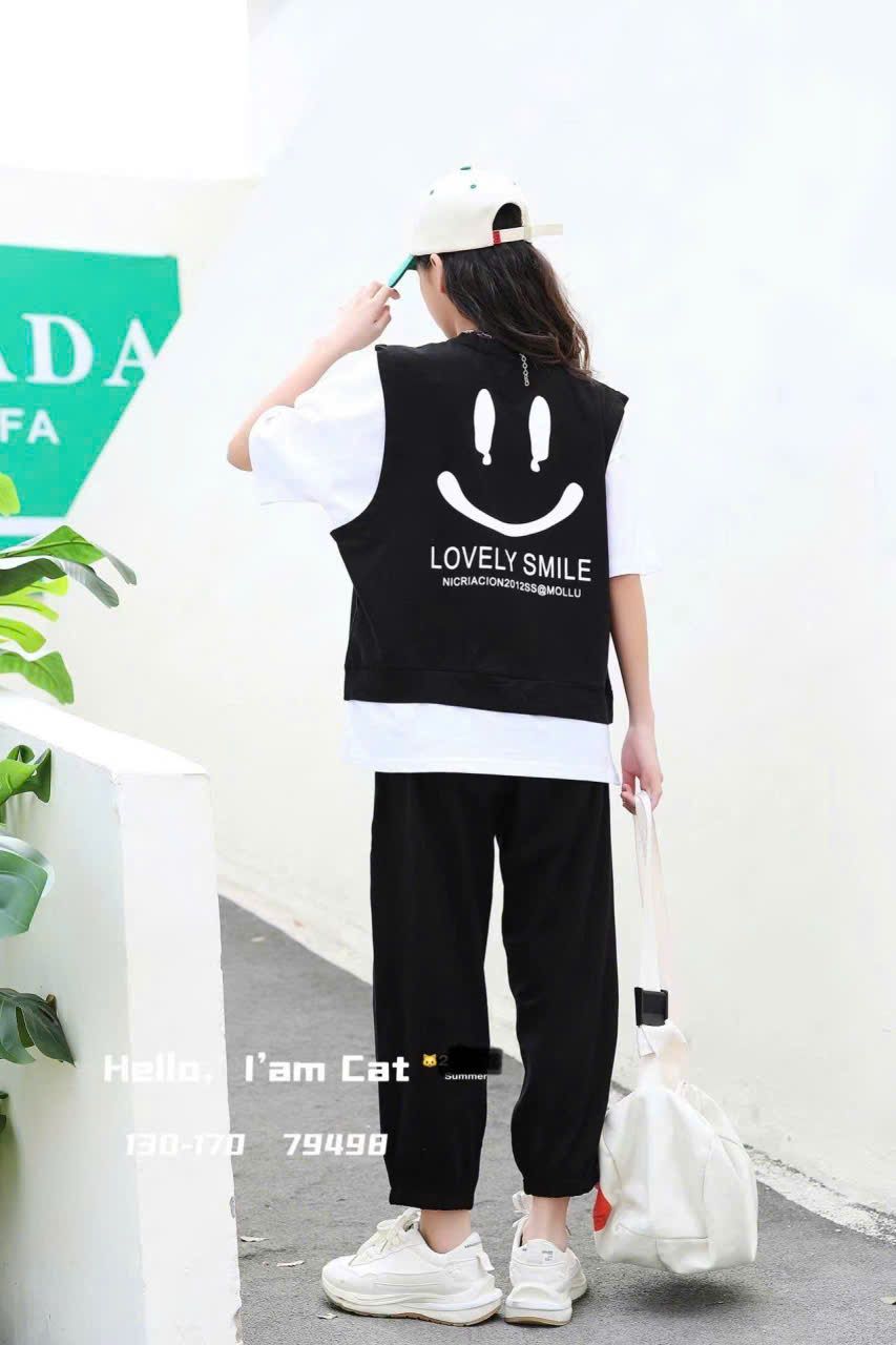  S68 _ Set áo thun quần jogger cho bé gam màu trắng đen sành điệu _ Beekids 