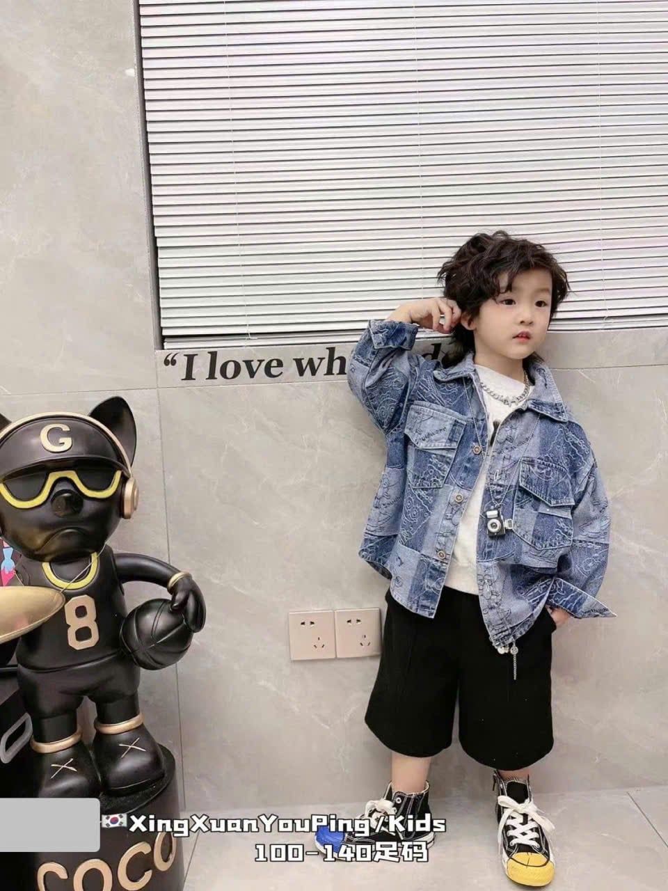  A44 _ Áo sơ mi jean phong cách cho bé trai và bé gái chất jean mềm đẹp _ Beekids 