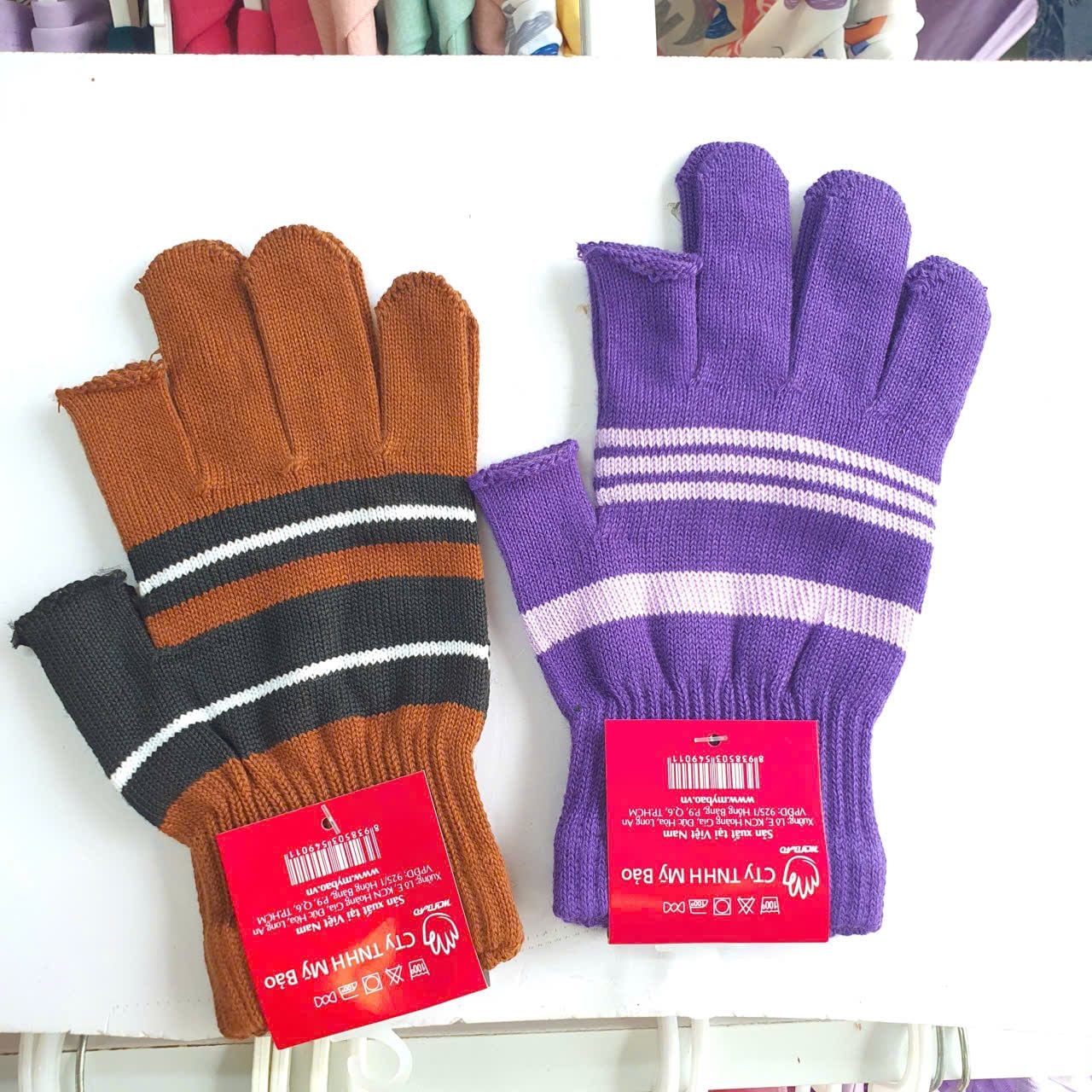  PK13B_ Găng tay len, Bao tay len cho nam nữ giúp giữ ấm, cắt 2 ngón, chất len dày dặn mềm mại _ Beekids 