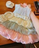  CC10 _ Đầm công chúa dáng bí xếp tầng phối màu nhẹ tênh bồng bềnh _ Beekids 