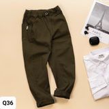  Q36A _ Quần kaki dài bé trai và bé gái size lớn từ 43 đến 57kg, chất kaki mềm mại, co giãn, kiểu dáng ống đứng _ Beekids 