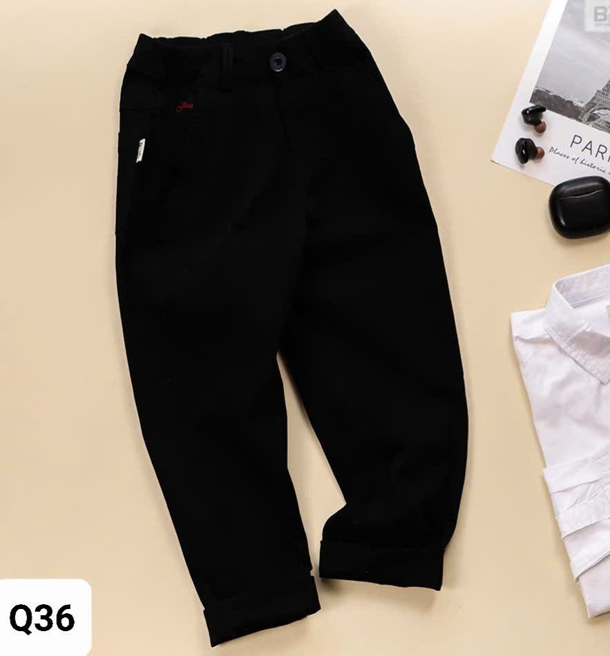  Q36A _ Quần kaki dài bé trai và bé gái size lớn từ 43 đến 57kg, chất kaki mềm mại, co giãn, kiểu dáng ống đứng _ Beekids 