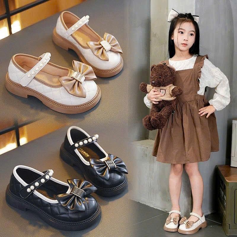  GI25 _ Giày búp bê nơ xinh xắn cho bé da mềm chữ Miu*miu _ Beekids 