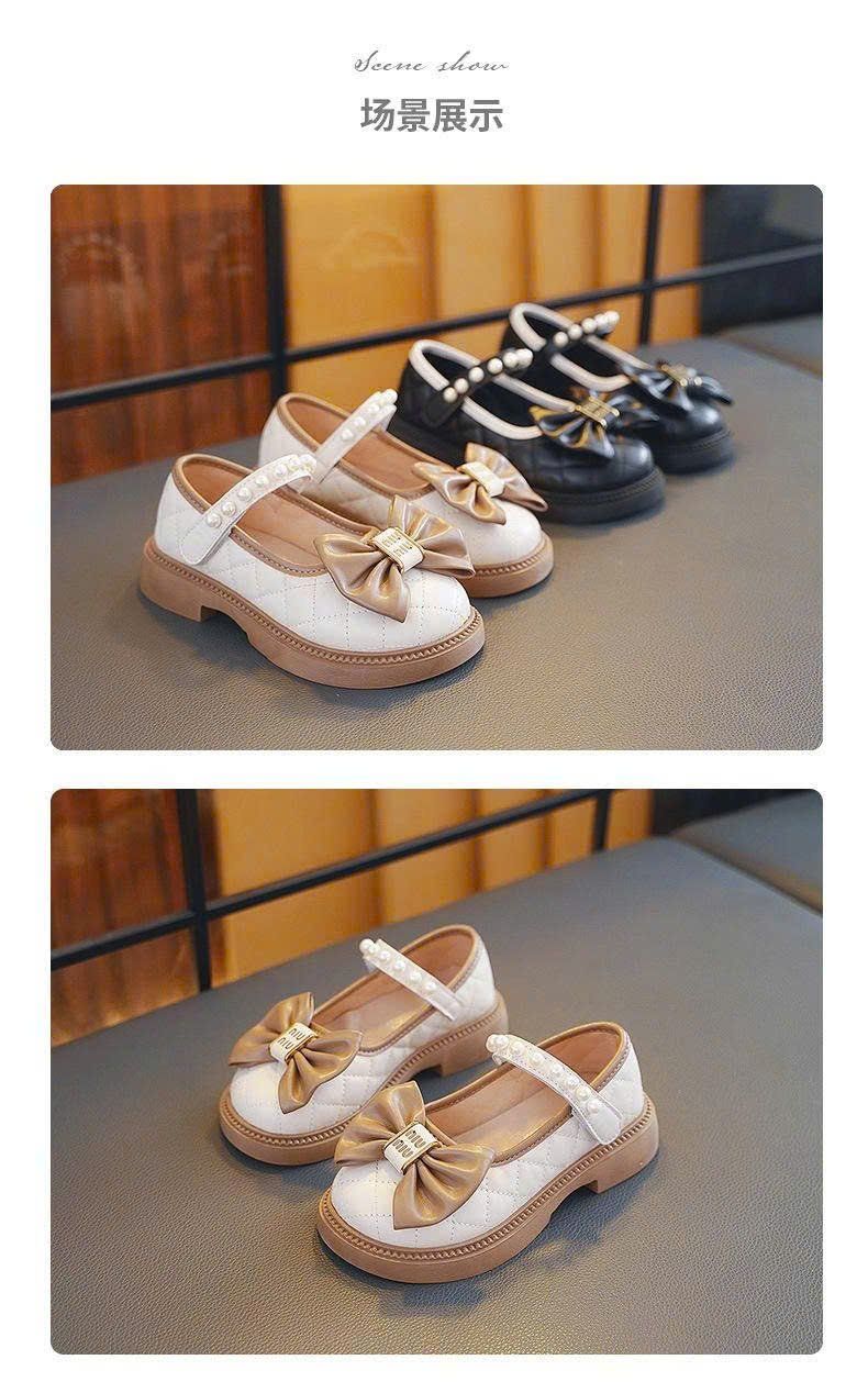  GI25 _ Giày búp bê nơ xinh xắn cho bé da mềm chữ Miu*miu _ Beekids 