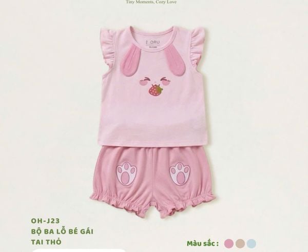  MR.J23 _ Bộ thun sát nách bé gái tai thỏ chất bamboo mềm mại size 9-36M _ Beekids 