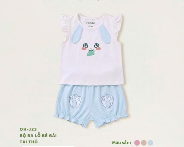  MR.J23 _ Bộ thun sát nách bé gái tai thỏ chất bamboo mềm mại size 9-36M _ Beekids 