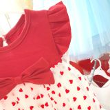  D53 _ Váy đầm bé gái thun cotton tay cánh tiên phối lưới hình trái tim mềm mịn _ Beekids 