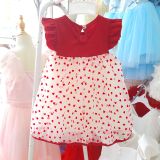  D53 _ Váy đầm bé gái thun cotton tay cánh tiên phối lưới hình trái tim mềm mịn _ Beekids 