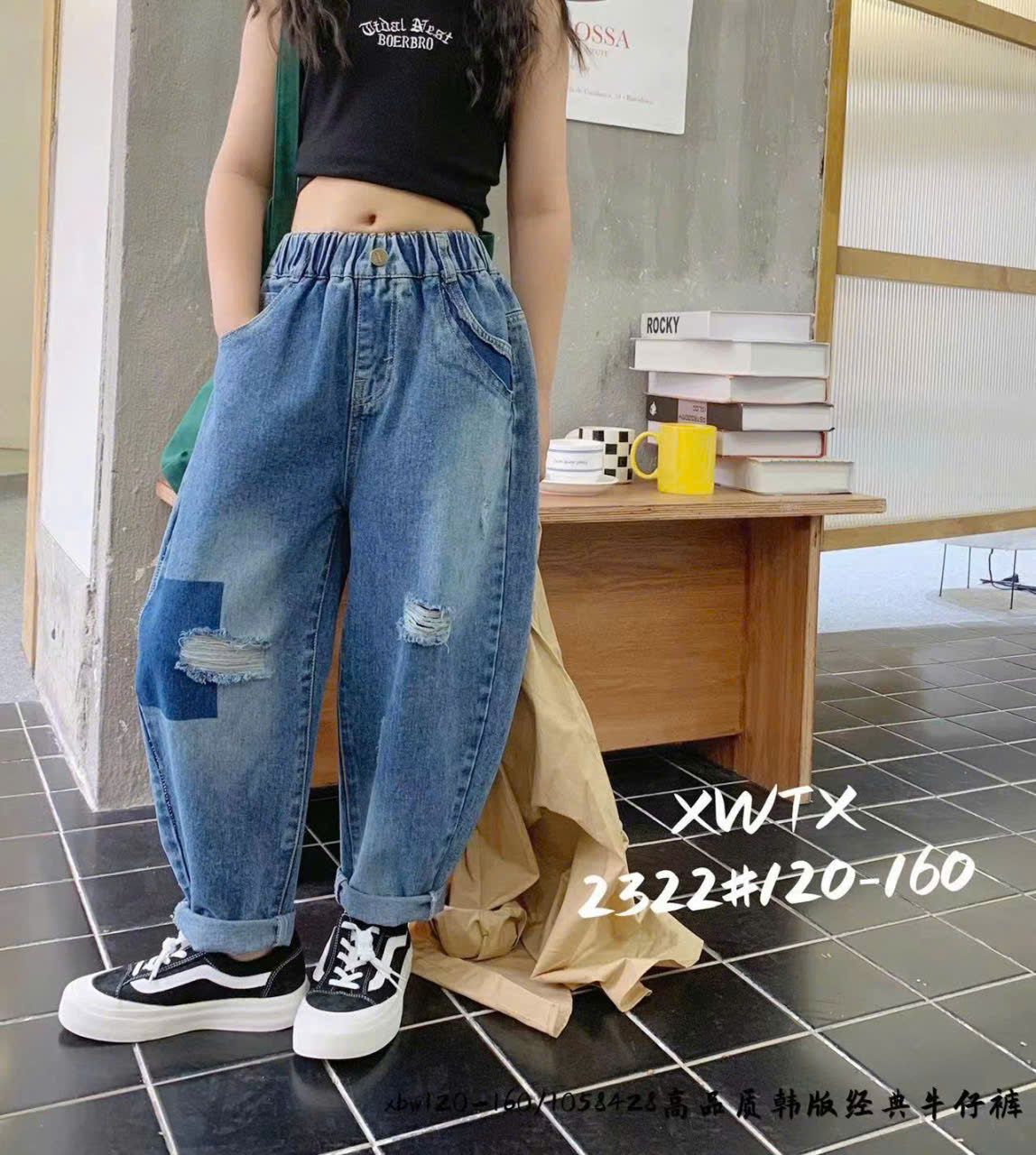  Q41 _ Quần jean baggy wax rách cho bé phong cách sành điệu thời trang _ Beekids 