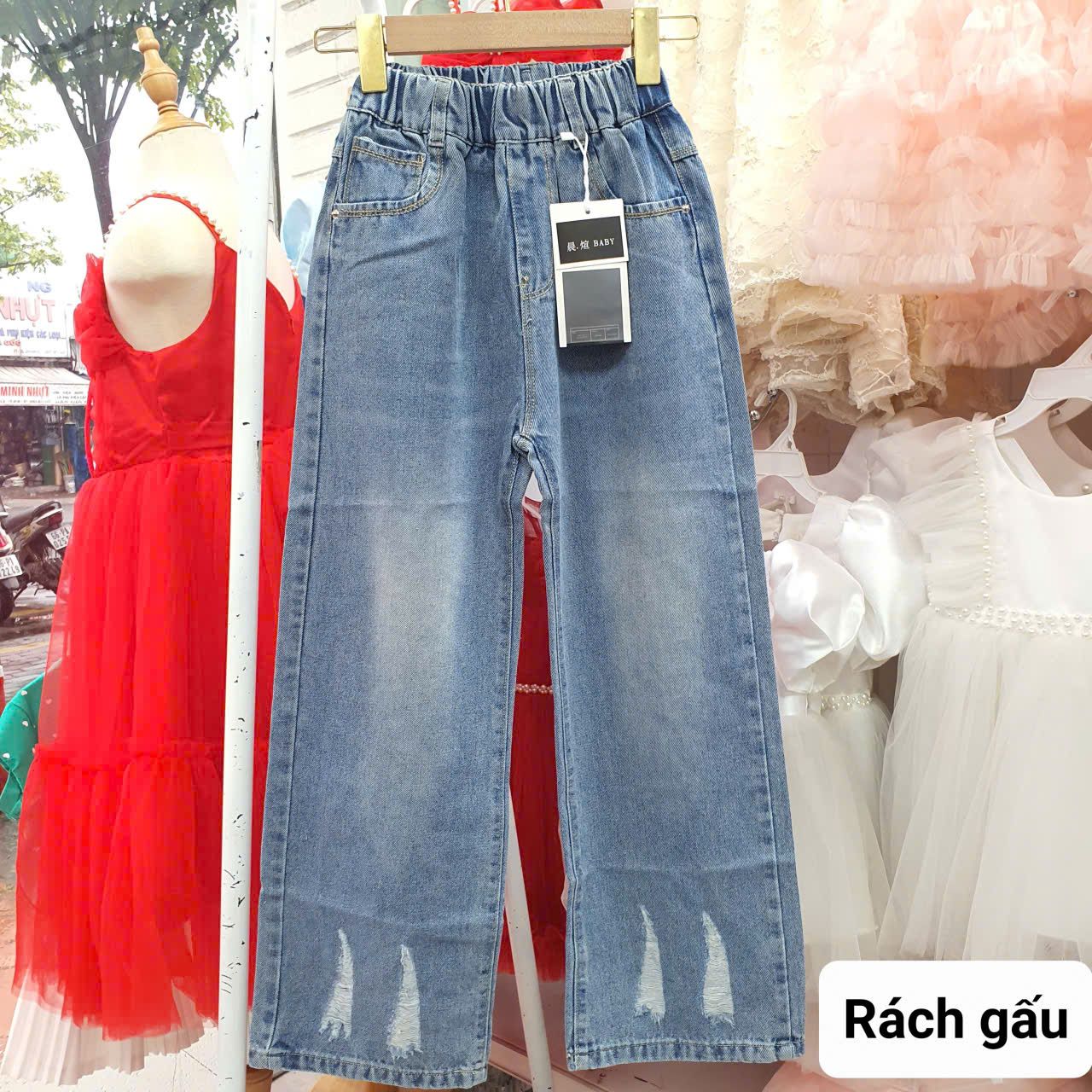  Q42 _ Quần jean ống suông cho bé gái từ 23kg đến 45kg chất jean mềm mại phong cách sành điệu  _ Beekids 