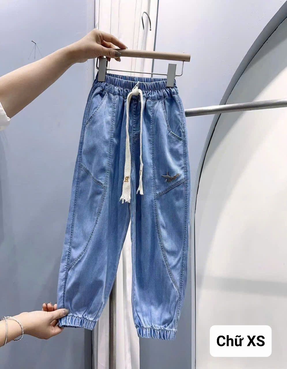  Q44 _ Quần jean giấy cho bé kiểu jogger lưng thun mềm mại thoáng mát_ Beekids 