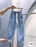  Q44 _ Quần jean giấy cho bé kiểu jogger lưng thun mềm mại thoáng mát_ Beekids 