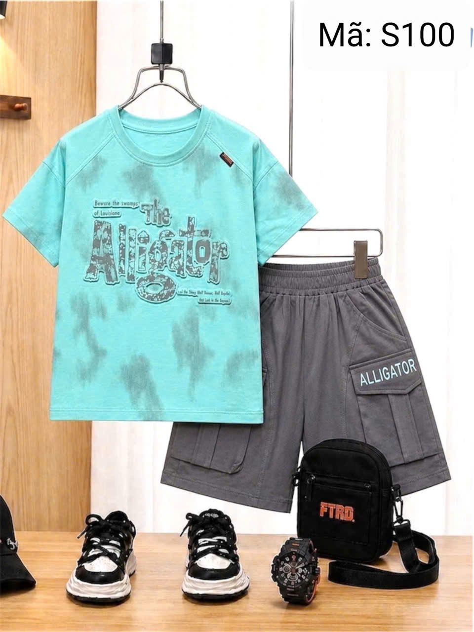  S100 _  Set thun lửng bé trai họa tiết sành điệu thời trang chất thun cotton mịn mát _ Beekids 