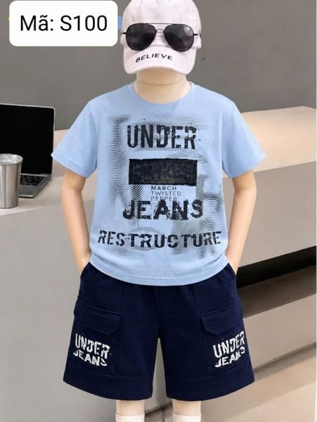  S100 _  Set thun lửng bé trai họa tiết sành điệu thời trang chất thun cotton mịn mát _ Beekids 
