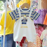  S46 _ Bộ bodysuit cho bé trai và bé gái áo kẻ sọc giả yếm siêu dễ thương _ Beekids 