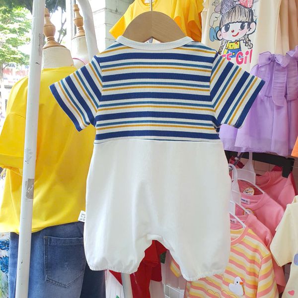  S46 _ Bộ bodysuit cho bé trai và bé gái áo kẻ sọc giả yếm siêu dễ thương _ Beekids 