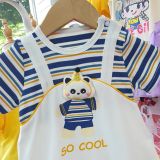  S46 _ Bộ bodysuit cho bé trai và bé gái áo kẻ sọc giả yếm siêu dễ thương _ Beekids 