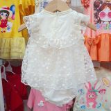  S50 _ Bộ bodysuit bé gái từ 0 đến 24 tháng phối ren vải công chúa đính nơ xinh xắn _ Beekids 