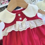  S66 _ Bộ bodysuit bé gái từ 4kg đến 12kg mặc Noel và Tết cổ cánh sen phối ren vải xinh xắn _ Beekids 