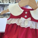  S66 _ Bộ bodysuit bé gái từ 4kg đến 12kg mặc Noel và Tết cổ cánh sen phối ren vải xinh xắn _ Beekids 