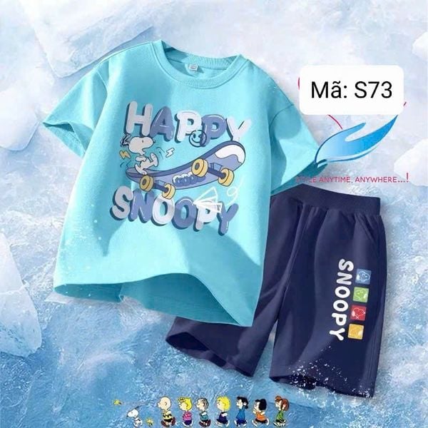  S73 _ Set bé trai chất cotton mềm mát họa tiết hoạt hình dễ thương _ Beekids 