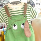 S75 _ Set áo kẻ phối yếm họa tiết chú ếch xanh xinh xắn chất mềm mát _ Beekids 
