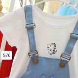  S76 _ Set áo thun phối quần yếm jean denim họa tiết khủng long dễ thương _ Beekids 