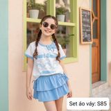  S85 _ Set áo váy thun 2 tầng mềm mát cho bé in hình gấu xinh xắn dễ thương _ Beekids 