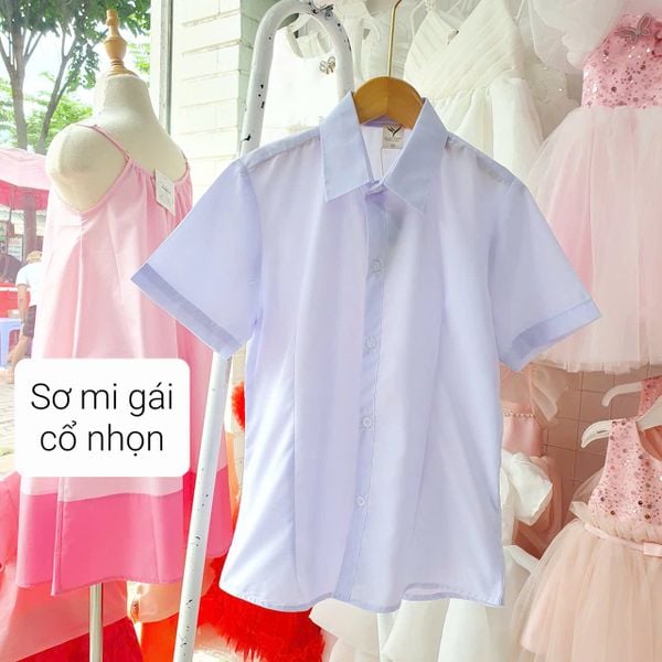  HSA03 _ Áo sơ mi đồng phục học sinh nữ cài nút tay cổ tròn chất mềm mại thoáng mát _ Beekids 