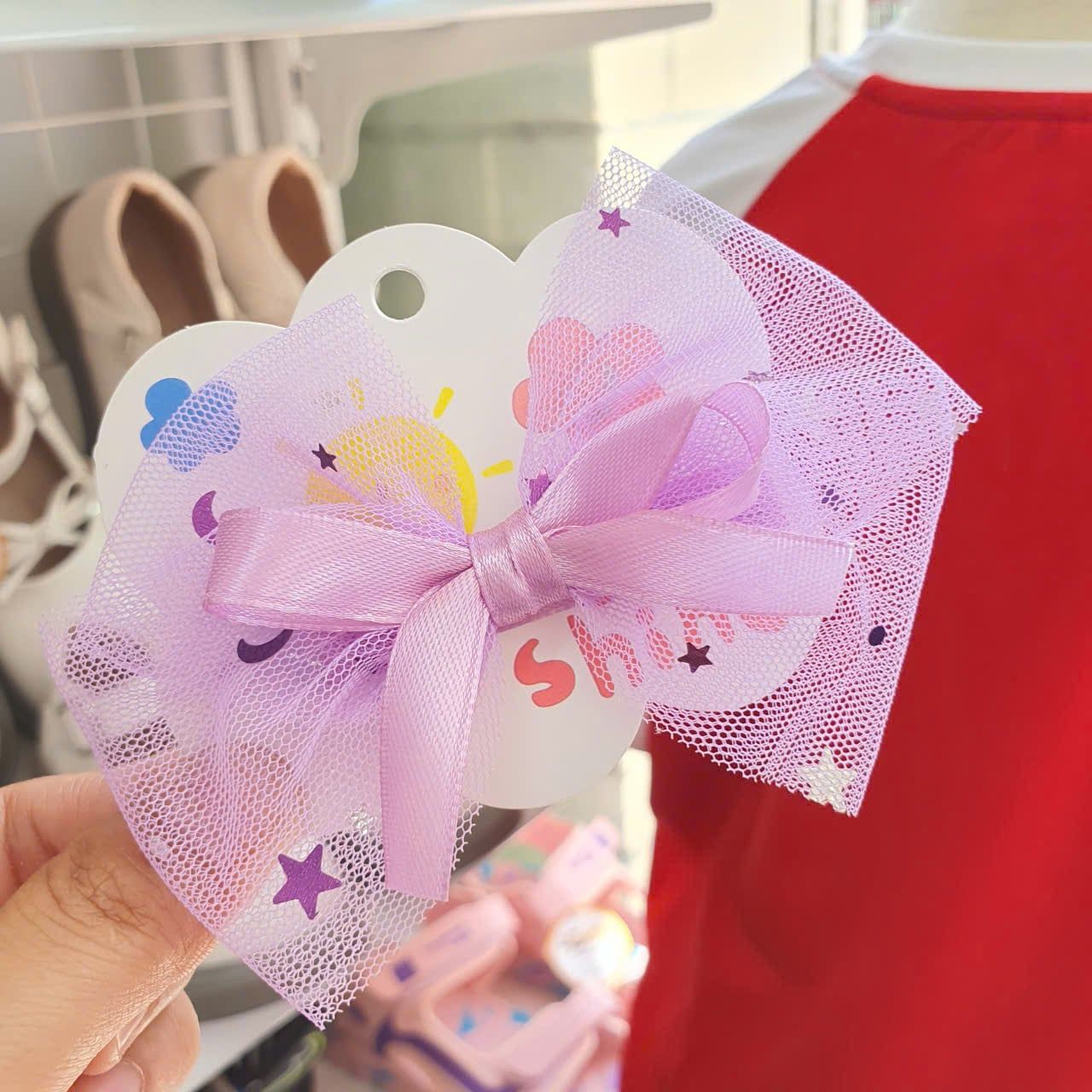  T13 _ Kẹp tóc cho bé nơ lưới ngôi sao xinh xắn _ Beekids 