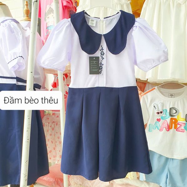  HSV01 _ Đầm học sinh, váy đồng phục bé gái tiểu học chất kate cotton mềm mại thoáng mát _ Beekids 